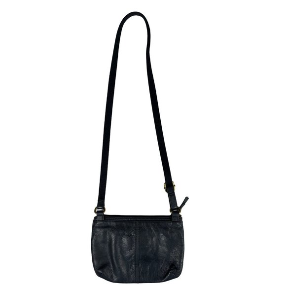 Fossil Crossbody Pebbled Leather Black Bag Purse - Picture 3 of 7